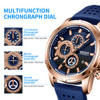 MEGIR Men Watch Silicone Strap Quartz Chronograph Wristwatch Fashion Men's Sport Watches Waterproof Calendar Reloj Hombre 2101