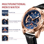 MEGIR Luxury Men Sport Watches Leather Military Quartz Wristwatch Waterproof Man Chronograph Clock 24 hour Montre Homme 2102