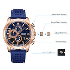 MEGIR Men Watch Silicone Strap Quartz Chronograph Wristwatch Fashion Men's Sport Watches Waterproof Calendar Reloj Hombre 2101