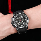 MEGIR Chronograph Mens Sport Watches with Silicone Band Big Dial Military Quartz Watch Men Clock Relogio Masculino Reloj Hombre