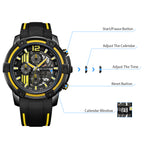 MEGIR Chronograph Mens Sport Watches with Silicone Band Big Dial Military Quartz Watch Men Clock Relogio Masculino Reloj Hombre
