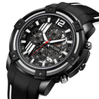 MEGIR Chronograph Mens Sport Watches with Silicone Band Big Dial Military Quartz Watch Men Clock Relogio Masculino Reloj Hombre