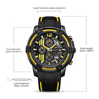 MEGIR Chronograph Mens Sport Watches with Silicone Band Big Dial Military Quartz Watch Men Clock Relogio Masculino Reloj Hombre