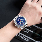 MEGIR Watch Men's Military Sport Wrist Watches Waterproof Leather Quartz Chronograph Calendar Luminous Clock Watch for Man 2081