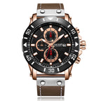 MEGIR Watch Men's Military Sport Wrist Watches Waterproof Leather Quartz Chronograph Calendar Luminous Clock Watch for Man 2081