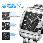 MEGIR Original Luxury Men Watch Stainless Steel Bracelet Quartz Military Wristwatch Business Watches Chronograph Big Dial Relogio Masculino 2018