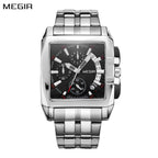 MEGIR Original Luxury Men Watch Stainless Steel Bracelet Quartz Military Wristwatch Business Watches Chronograph Big Dial Relogio Masculino 2018
