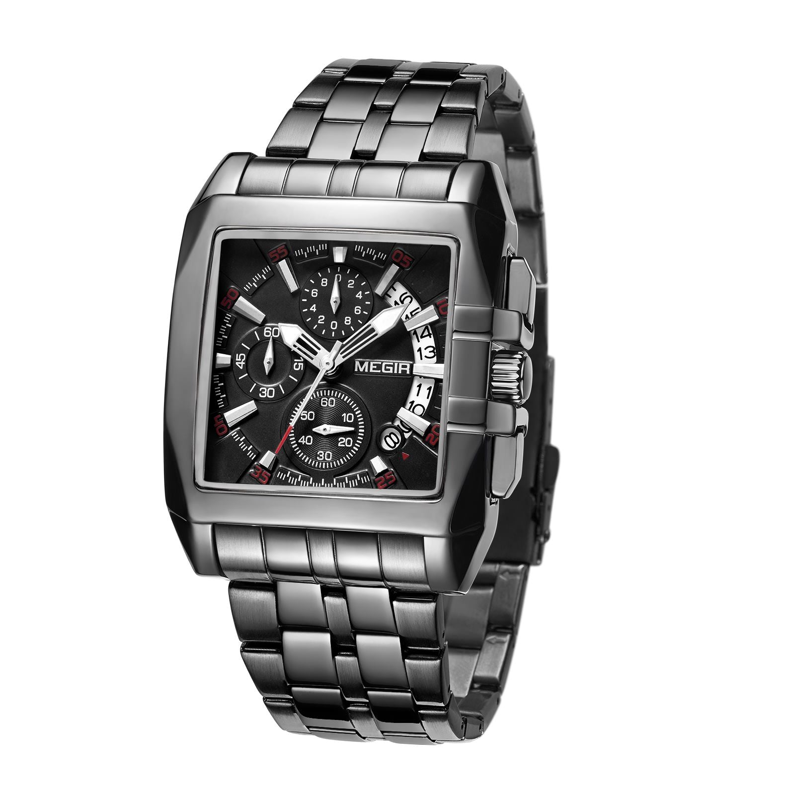 MEGIR Original Luxury Men Watch Stainless Steel Bracelet Quartz Military Wristwatch Business Watches Chronograph Big Dial Relogio Masculino 2018