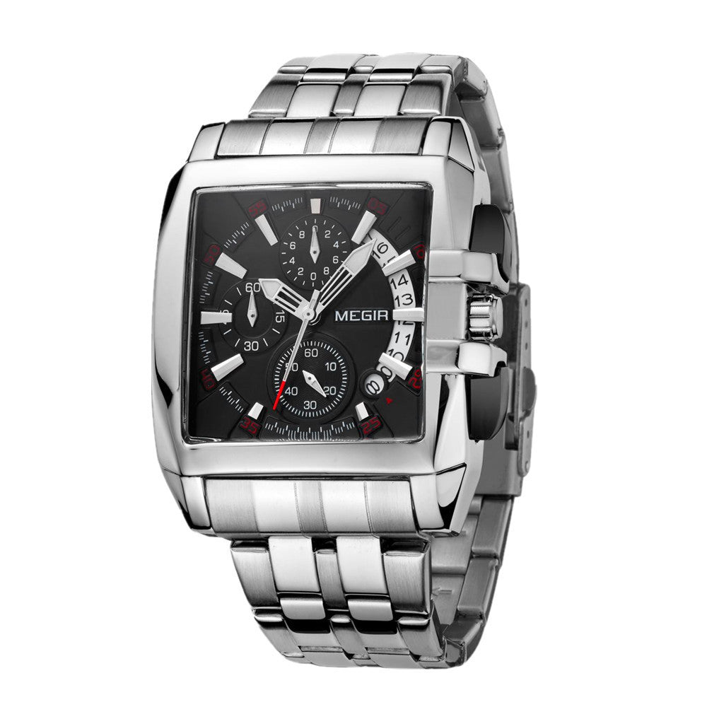MEGIR Original Luxury Men Watch Stainless Steel Bracelet Quartz Military Wristwatch Business Watches Chronograph Big Dial Relogio Masculino 2018