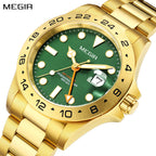 MEGIR Original Luxury Men Analogue Quartz Watch Luminous 5ATM Waterproof Business WristWatch Stainless Steel Clock Montre Homme