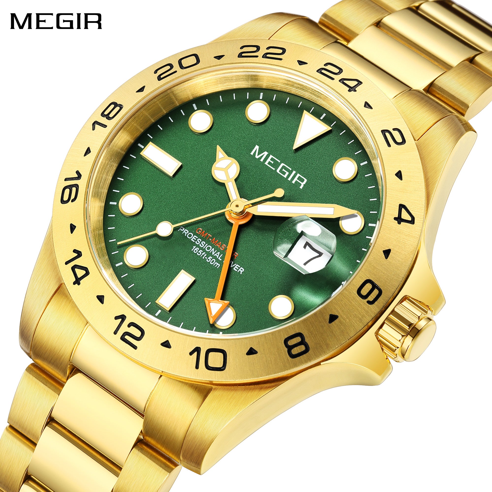 MEGIR Original Luxury Men Analogue Quartz Watch Luminous 5ATM Waterproof Business WristWatch Stainless Steel Clock Montre Homme