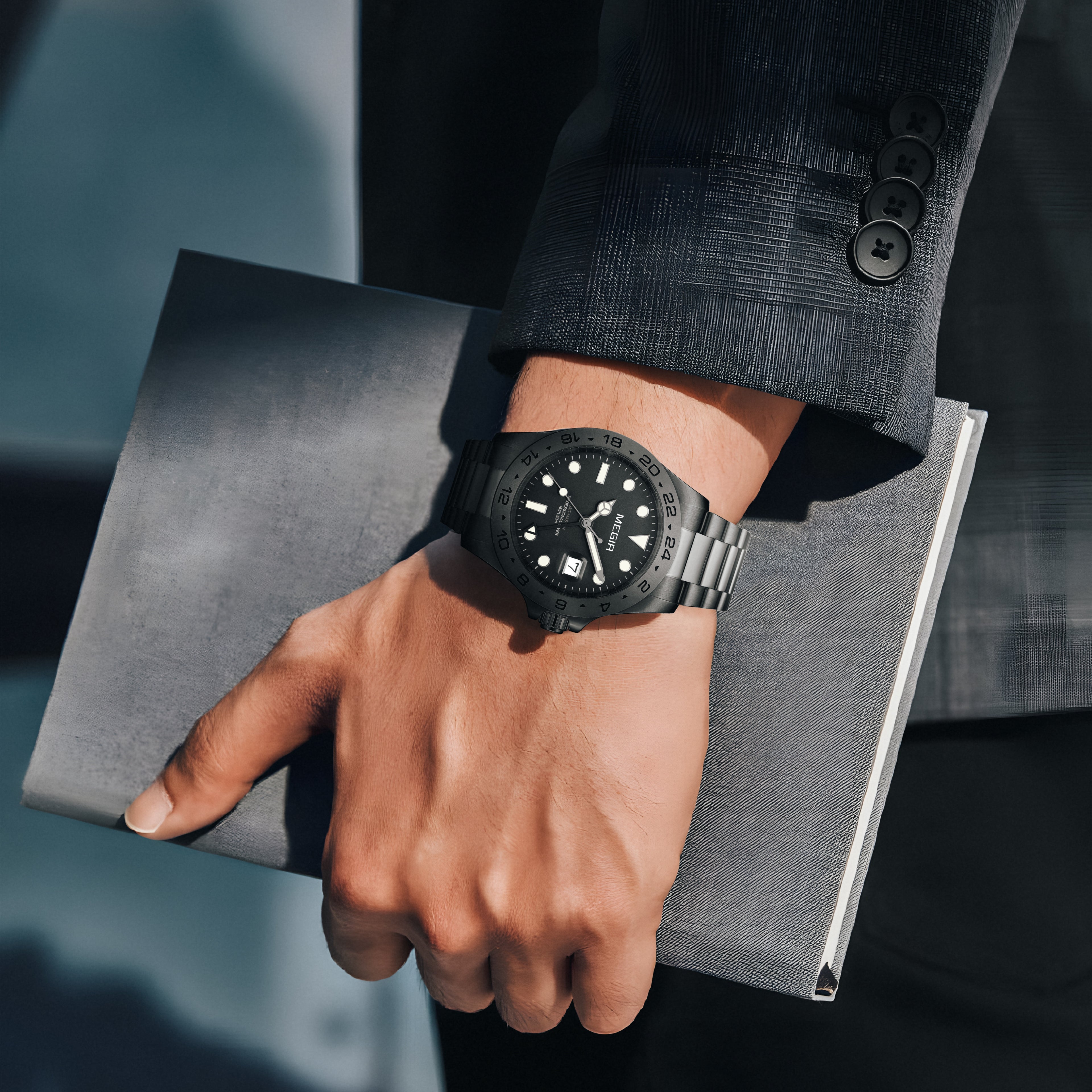 MEGIR Original Luxury Men Analogue Quartz Watch Luminous 5ATM Waterproof Business WristWatch Stainless Steel Clock Montre Homme