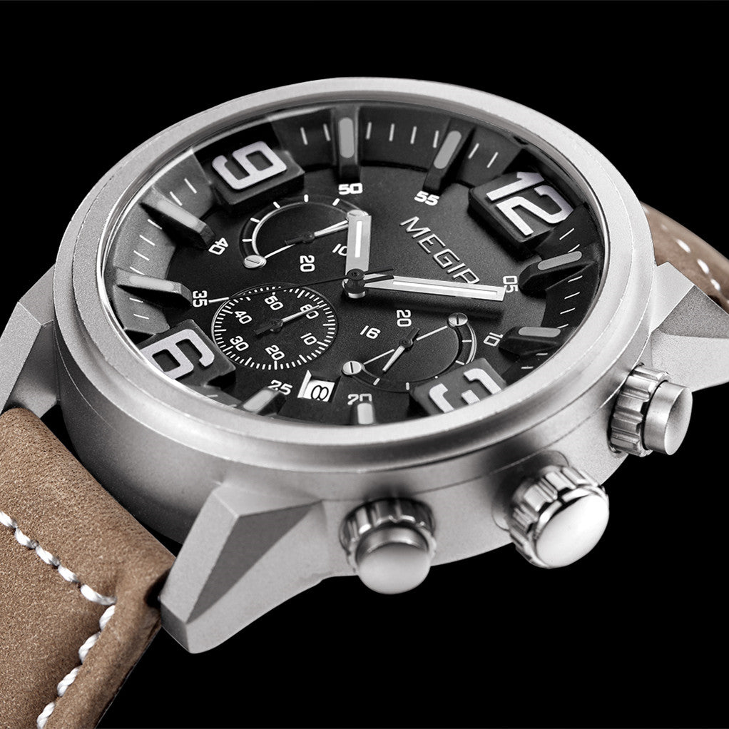 MEGIR Luxury Watches for Men Quartz Chronograph Waterproof Calendar Luminous Sport Military Wristwatch Clock Reloj Hombre 3010