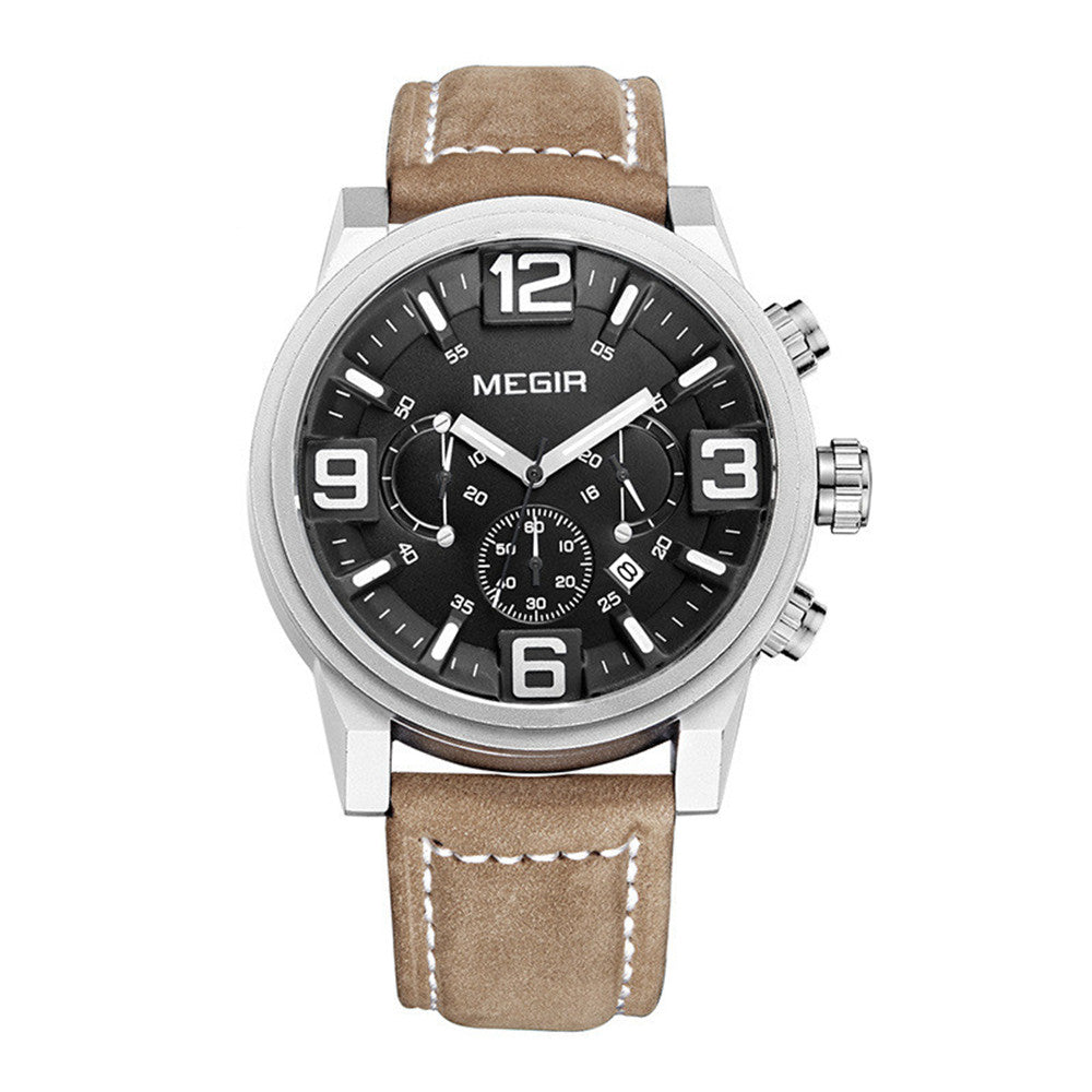 MEGIR Luxury Watches for Men Quartz Chronograph Waterproof Calendar Luminous Sport Military Wristwatch Clock Reloj Hombre 3010