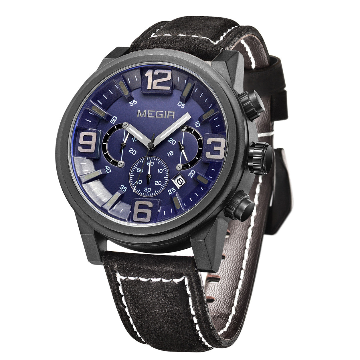 MEGIR Luxury Watches for Men Quartz Chronograph Waterproof Calendar Luminous Sport Military Wristwatch Clock Reloj Hombre 3010