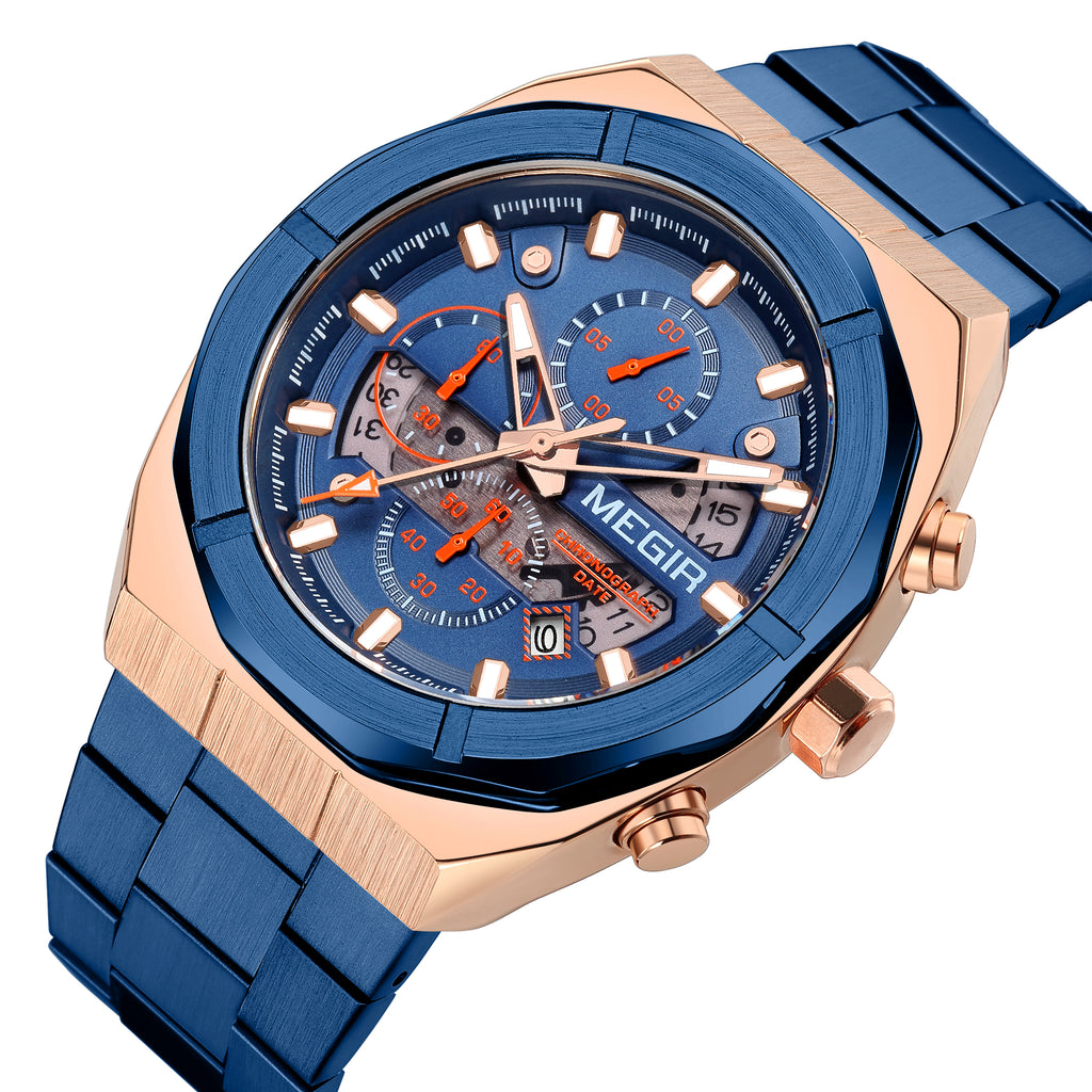 MEGIR New Watch for Men Top Brand Luxury Casual Quartz Wristwatch with Chronograph Waterproof Luminous Auto Date Reloj Hombre