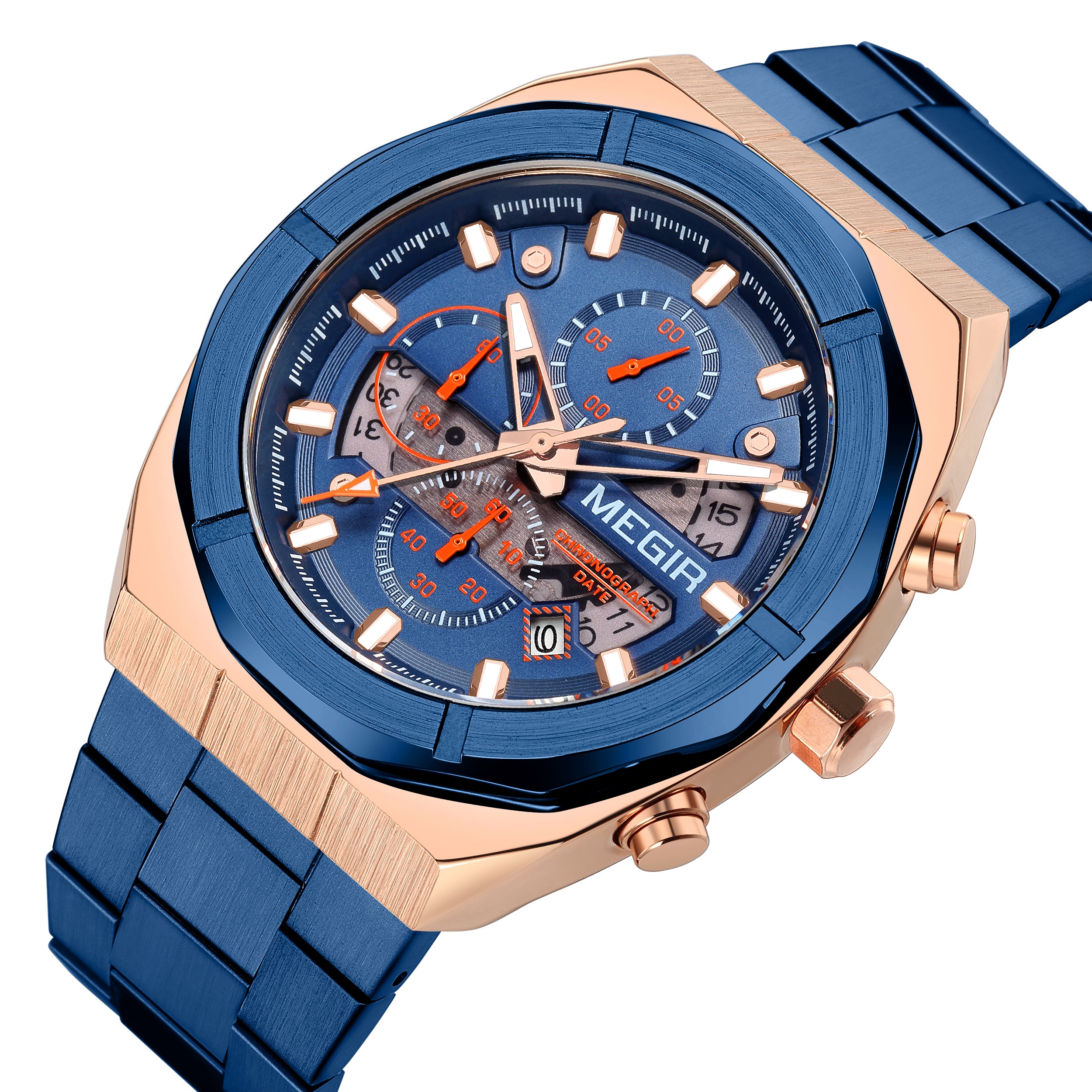 MEGIR New Watch for Men Top Brand Luxury Casual Quartz Wristwatch with Chronograph Waterproof Luminous Auto Date Reloj Hombre