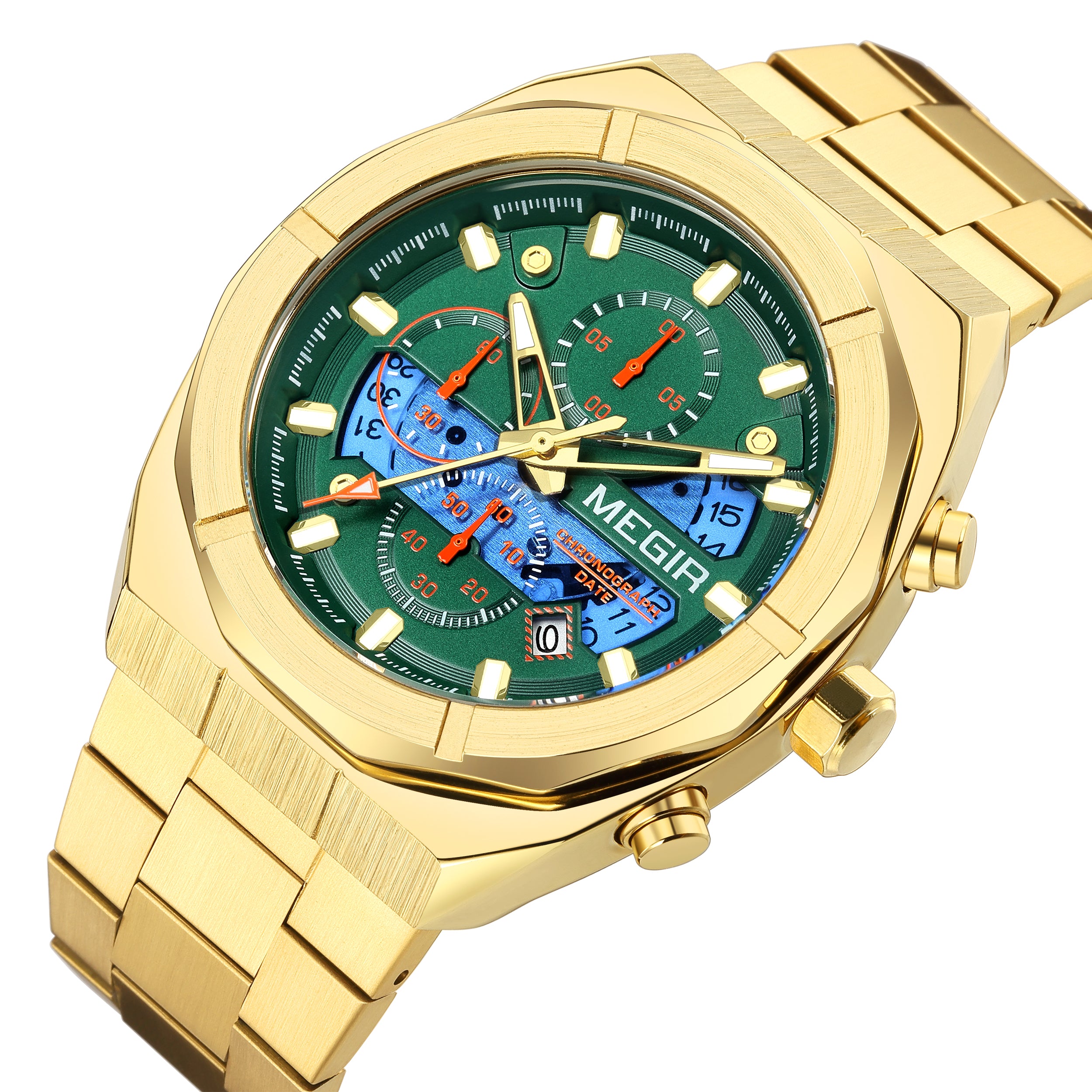 MEGIR New Watch for Men Top Brand Luxury Casual Quartz Wristwatch with Chronograph Waterproof Luminous Auto Date Reloj Hombre