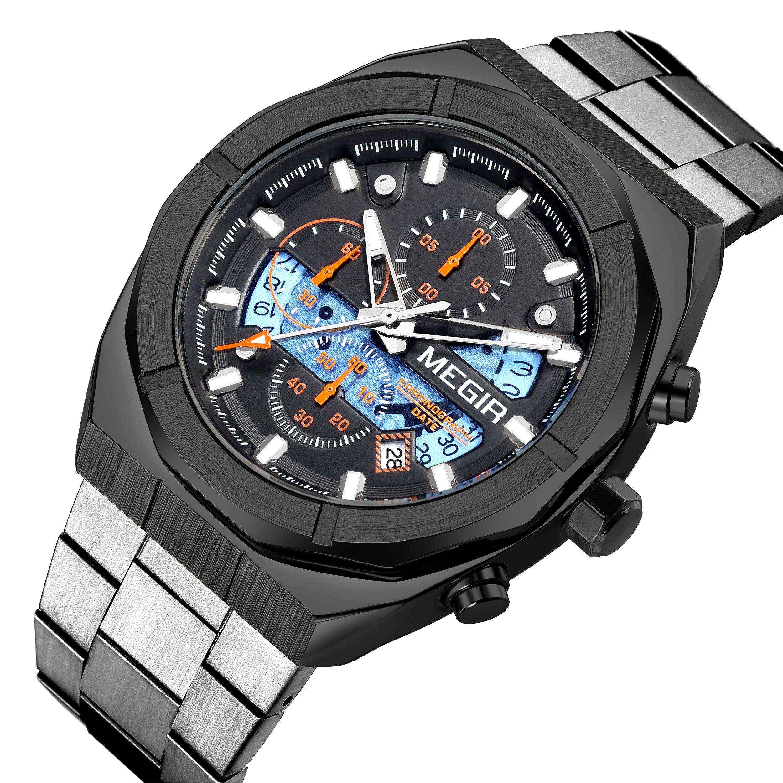 MEGIR New Watch for Men Top Brand Luxury Casual Quartz Wristwatch with Chronograph Waterproof Luminous Auto Date Reloj Hombre
