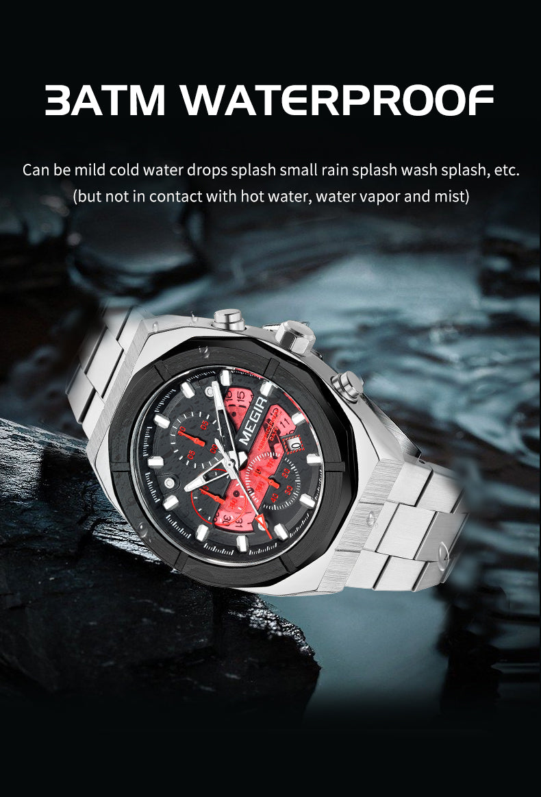 MEGIR New Watch for Men Top Brand Luxury Casual Quartz Wristwatch with Chronograph Waterproof Luminous Auto Date Reloj Hombre