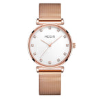 MEGIR Quartz Wristwatches Woman Bracelet Watch Ladies Stainless Steel Mesh Fashion Luxury Waterproof Watches Female Dress Clock