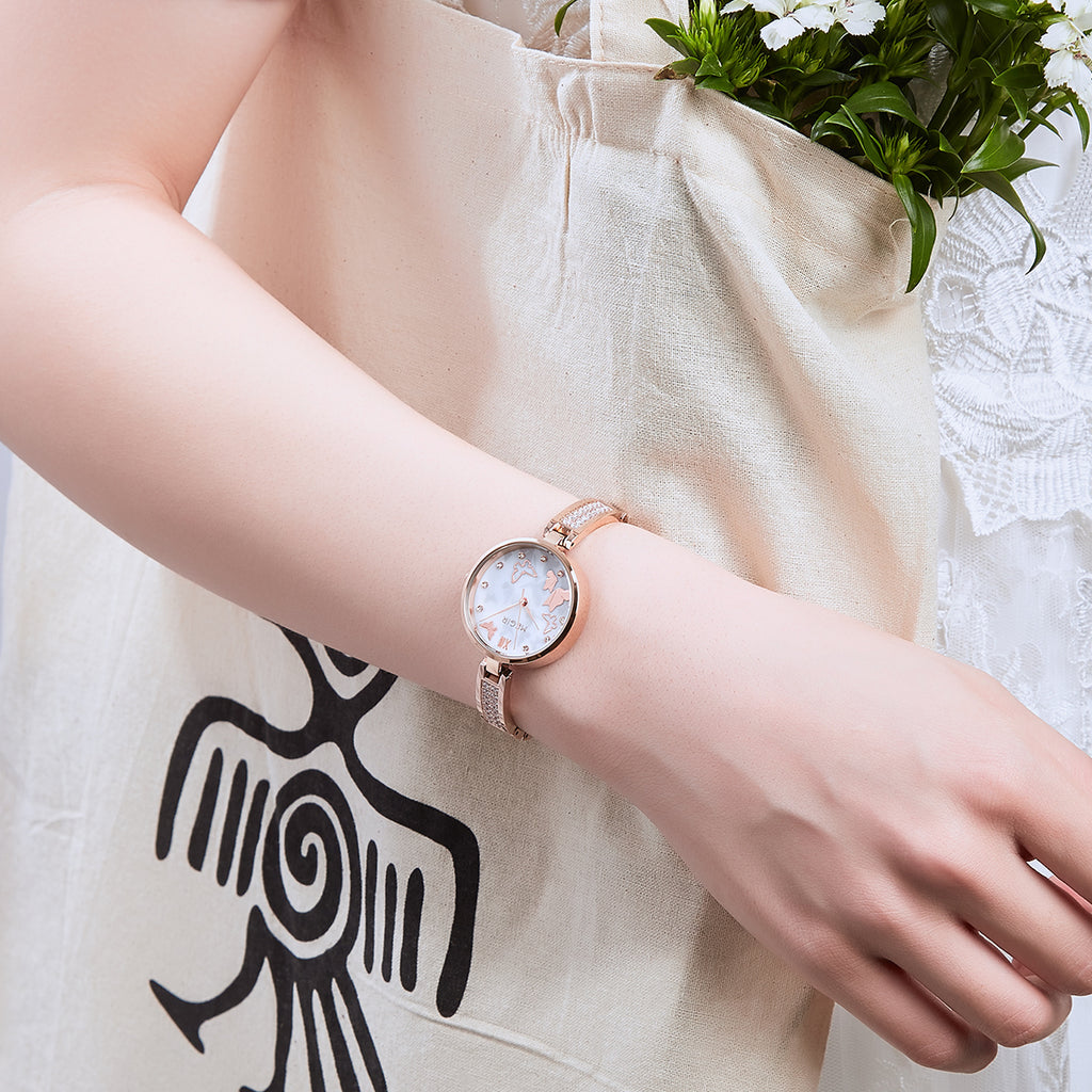 MEGIR Watch for Women Luxury Diamond Ladies Quartz Wristwatches Steel Women Bracelet Watches Female Dress Clock Relogio Feminino