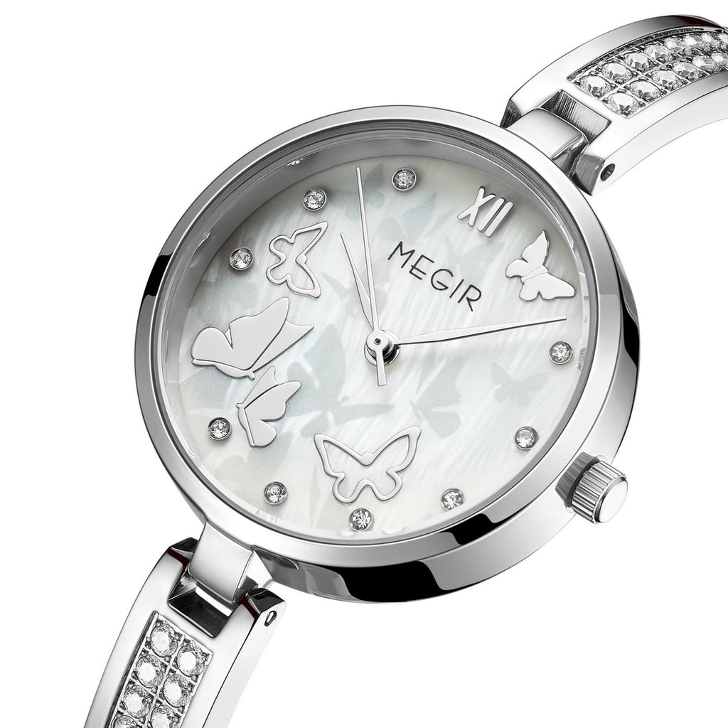 MEGIR Watch for Women Luxury Diamond Ladies Quartz Wristwatches Steel Women Bracelet Watches Female Dress Clock Relogio Feminino