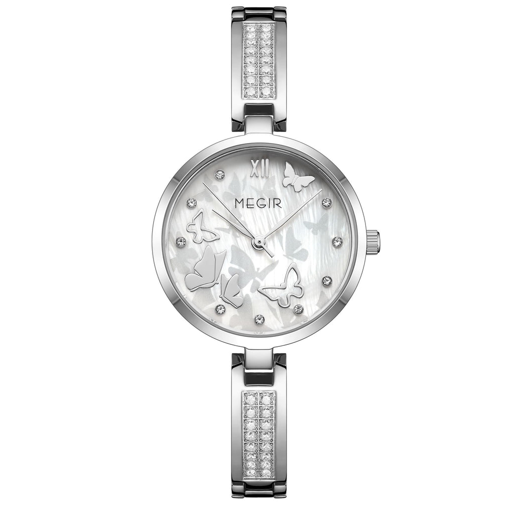 MEGIR Watch for Women Luxury Diamond Ladies Quartz Wristwatches Steel Women Bracelet Watches Female Dress Clock Relogio Feminino