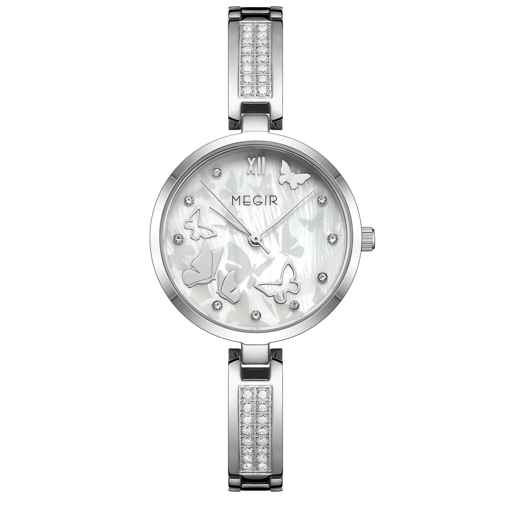 MEGIR Watch for Women Luxury Diamond Ladies Quartz Wristwatches Steel Women Bracelet Watches Female Dress Clock Relogio Feminino