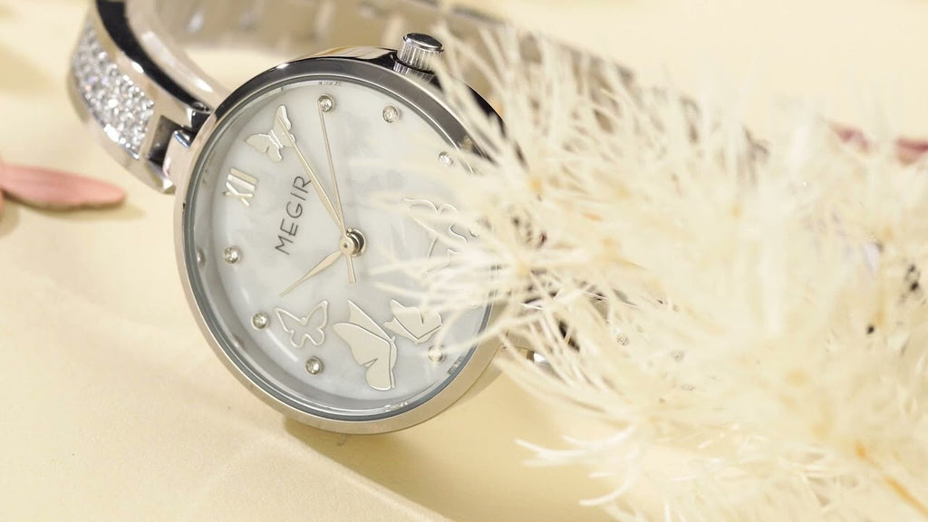 MEGIR Watch for Women Luxury Diamond Ladies Quartz Wristwatches Steel Women Bracelet Watches Female Dress Clock Relogio Feminino