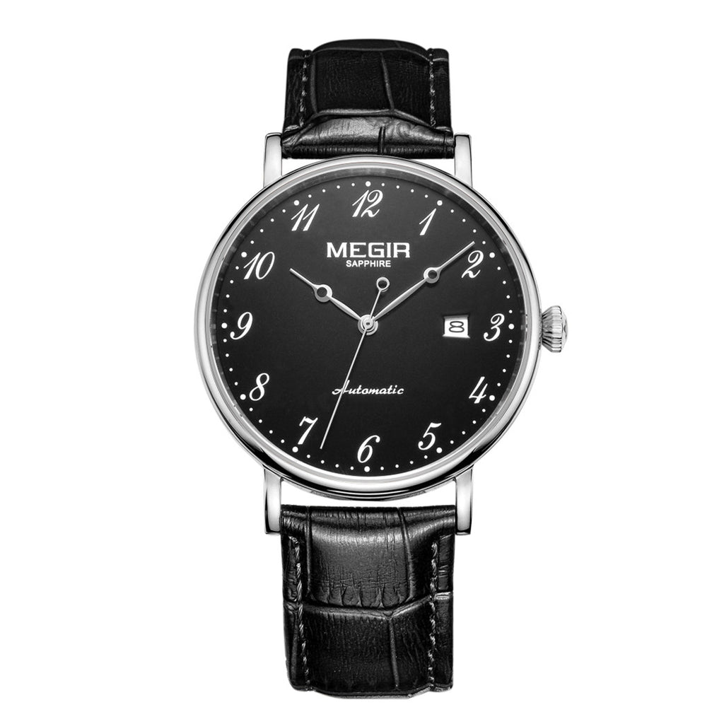 MEGIR Luxury Automatic Mechanical Watch for Men Large Dial Sapphire Leather Strap Male Wristwatch Sports Waterproof Date Clock 62012