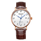 MEGIR Luxury Automatic Mechanical Watch for Men Large Dial Sapphire Leather Strap Male Wristwatch Sports Waterproof Date Clock 62012