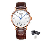 MEGIR Luxury Automatic Mechanical Watch for Men Large Dial Sapphire Leather Strap Male Wristwatch Sports Waterproof Date Clock 62012