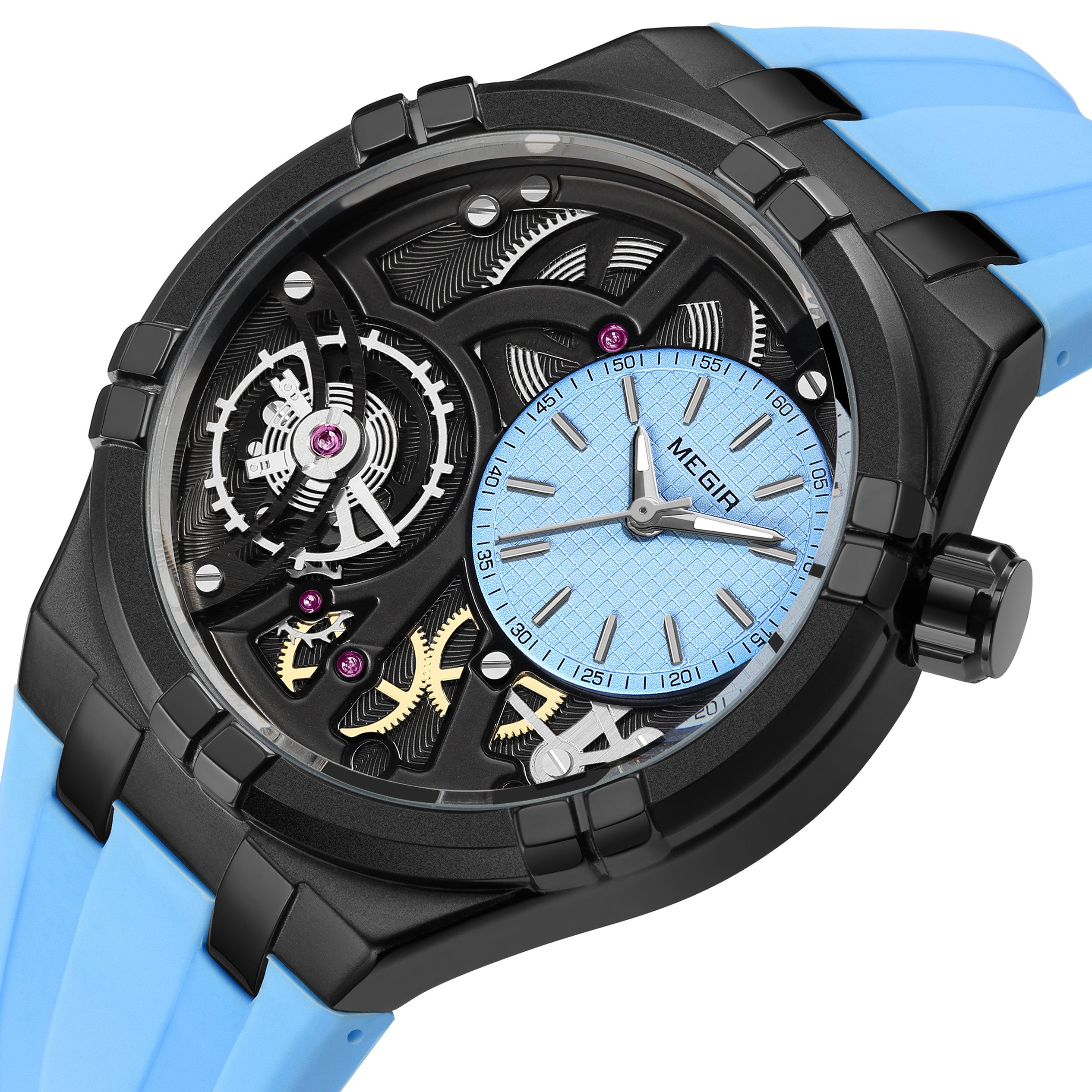 MEGIR Luxury Brand Men Watch Waterproof Quartz Sport Wristwatch Luminous Hands Hollow Casual Silicone Clock Relogio Masculino 8111