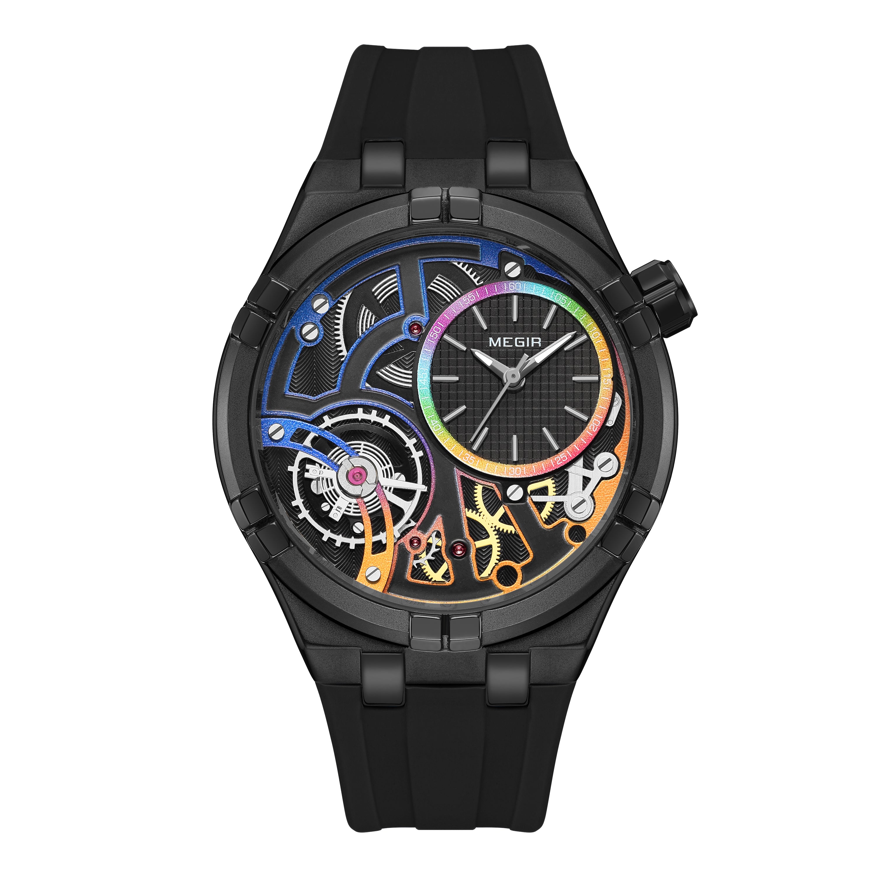 MEGIR Luxury Brand Men Watch Waterproof Quartz Sport Wristwatch Luminous Hands Hollow Casual Silicone Clock Relogio Masculino 8111
