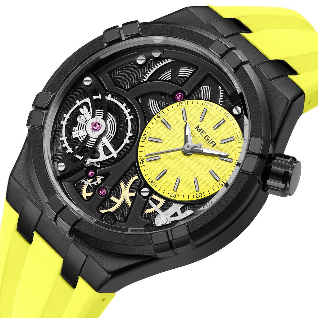 MEGIR Luxury Brand Men Watch Waterproof Quartz Sport Wristwatch Luminous Hands Hollow Casual Silicone Clock Relogio Masculino 8111