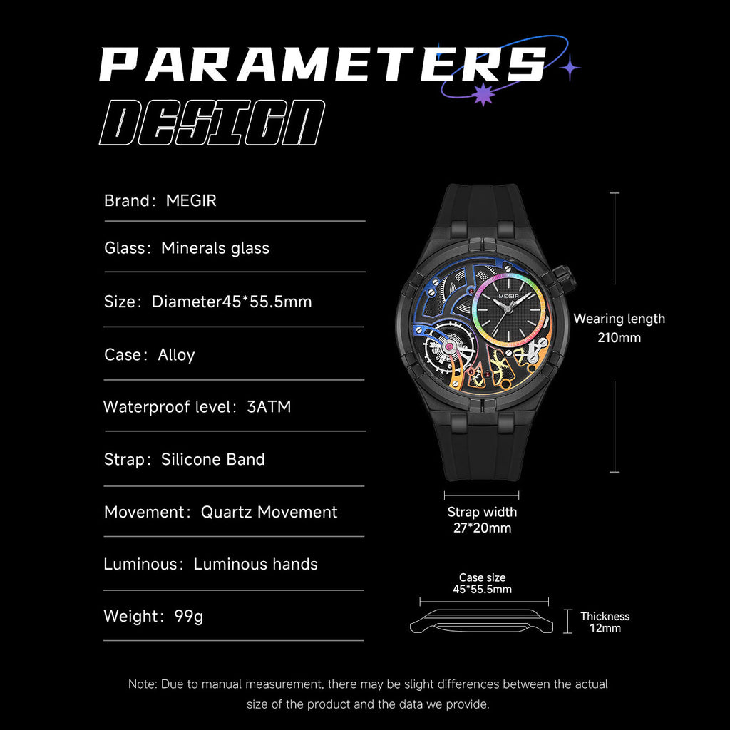 MEGIR Luxury Brand Men Watch Waterproof Quartz Sport Wristwatch Luminous Hands Hollow Casual Silicone Clock Relogio Masculino 8111