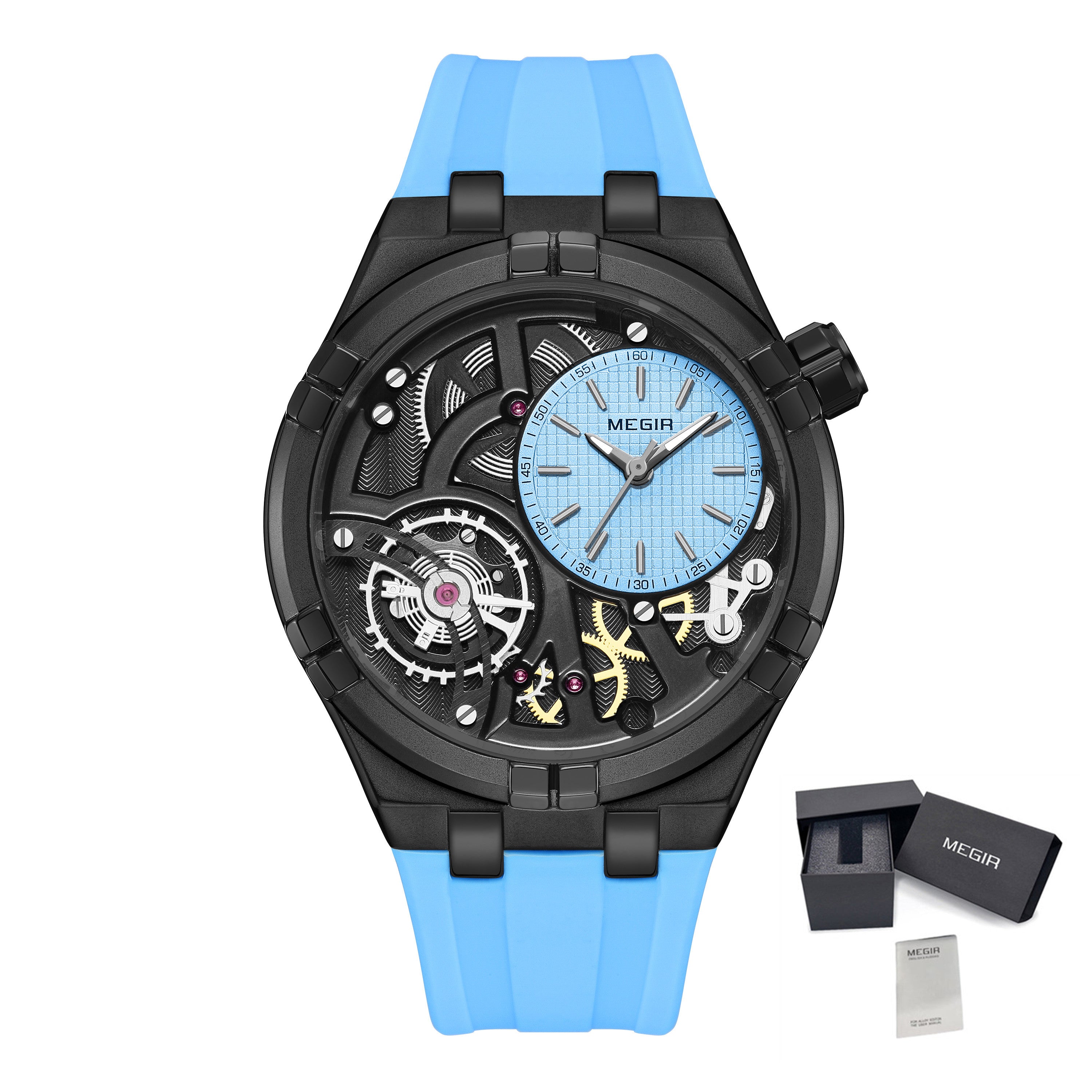 MEGIR Luxury Brand Men Watch Waterproof Quartz Sport Wristwatch Luminous Hands Hollow Casual Silicone Clock Relogio Masculino 8111