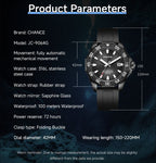 CHANCE Automatic Watches Stainless Steel Sapphire Glass Mechanical Wristwatch Waterproof Luminous  Clock with Auto Date Relogio Masculino
