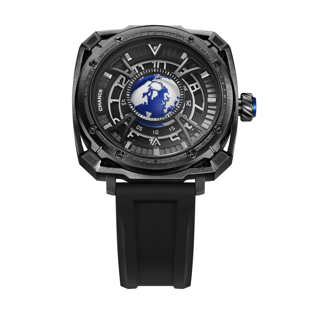 CHANCE Luxury Men Mechanical Wristwatch Automatic Watch Stainless Steel Case Sports Silicone Strap Luminous Watches Clock