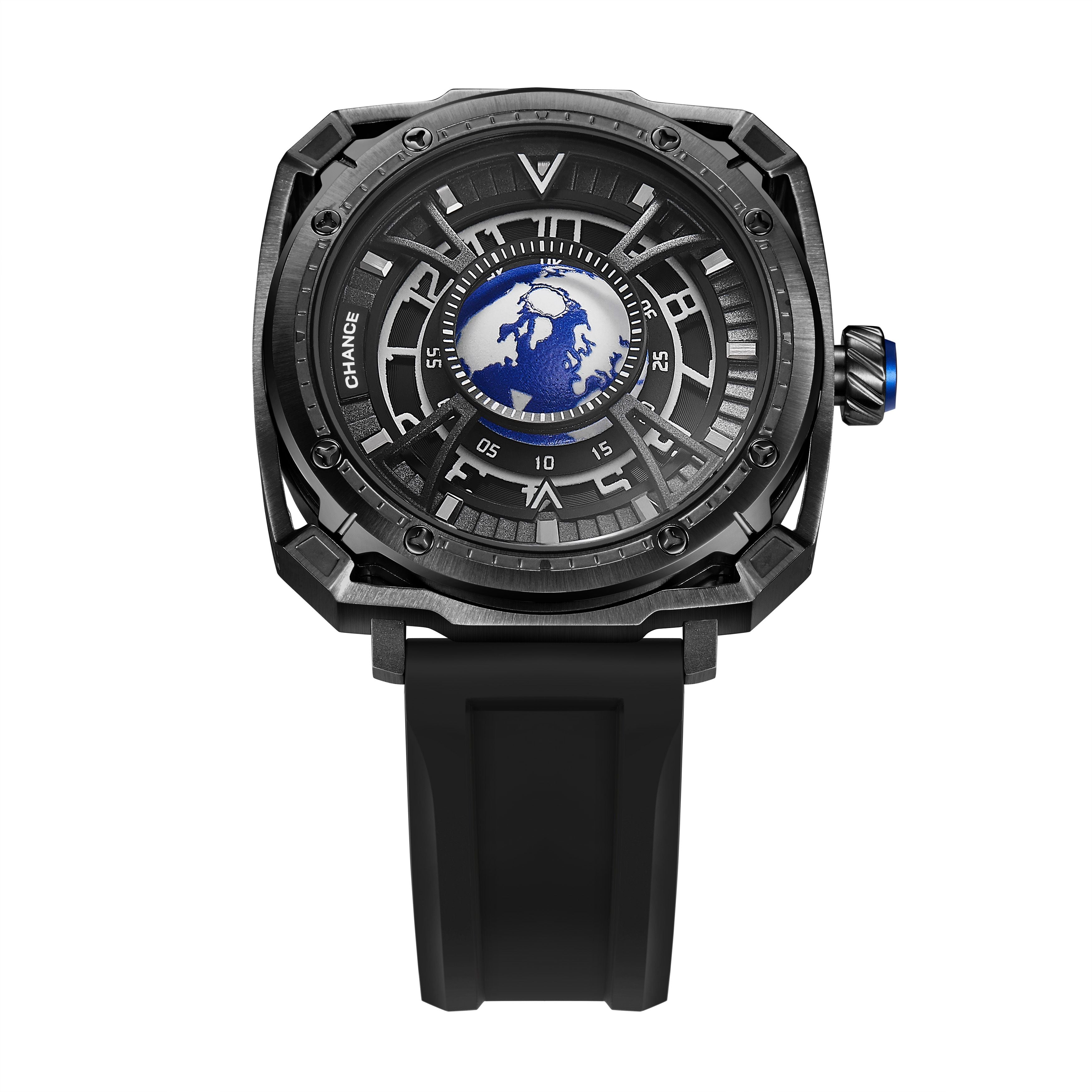 CHANCE Luxury Men Mechanical Wristwatch Automatic Watch Stainless Steel Case Sports Silicone Strap Luminous Watches Clock