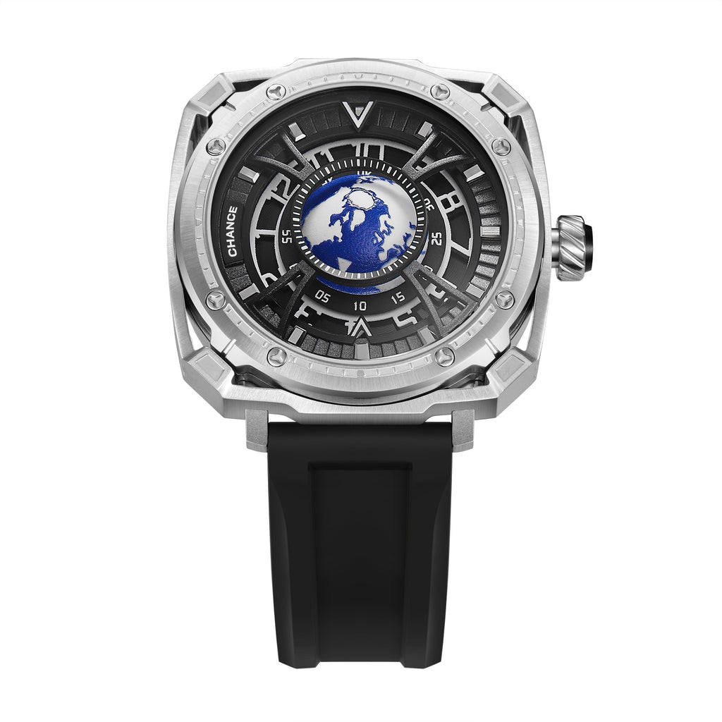 CHANCE Luxury Men Mechanical Wristwatch Automatic Watch Stainless Steel Case Sports Silicone Strap Luminous Watches Clock