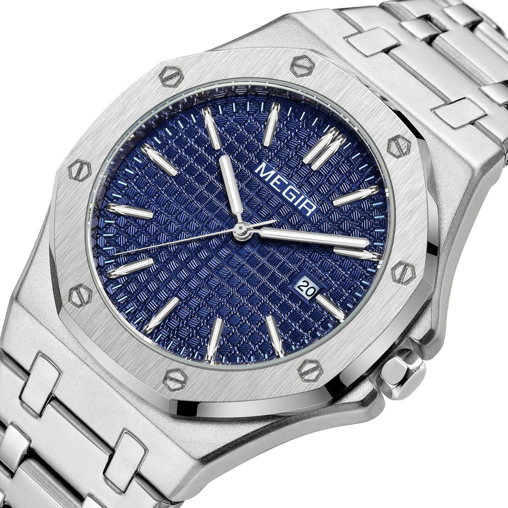 MEGIR Stainless Steel Bracelet Watch for Men Luxury Business Casual Watches Waterproof Calendar Quartz Wristwatch Men Gift Clock 1085