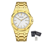 MEGIR Stainless Steel Bracelet Watch for Men Luxury Business Casual Watches Waterproof Calendar Quartz Wristwatch Men Gift Clock 1085