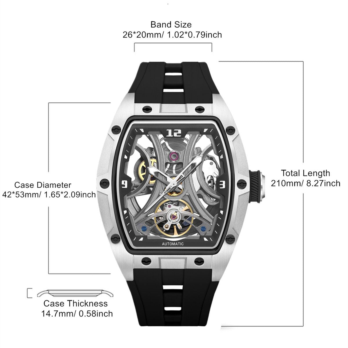 MEGIR Skeleton Dial Men Watches Luxury Automatic Mechanical Sport Watch Stainless Steel Case Man Wristwatch Clock Reloj Hombre 2245