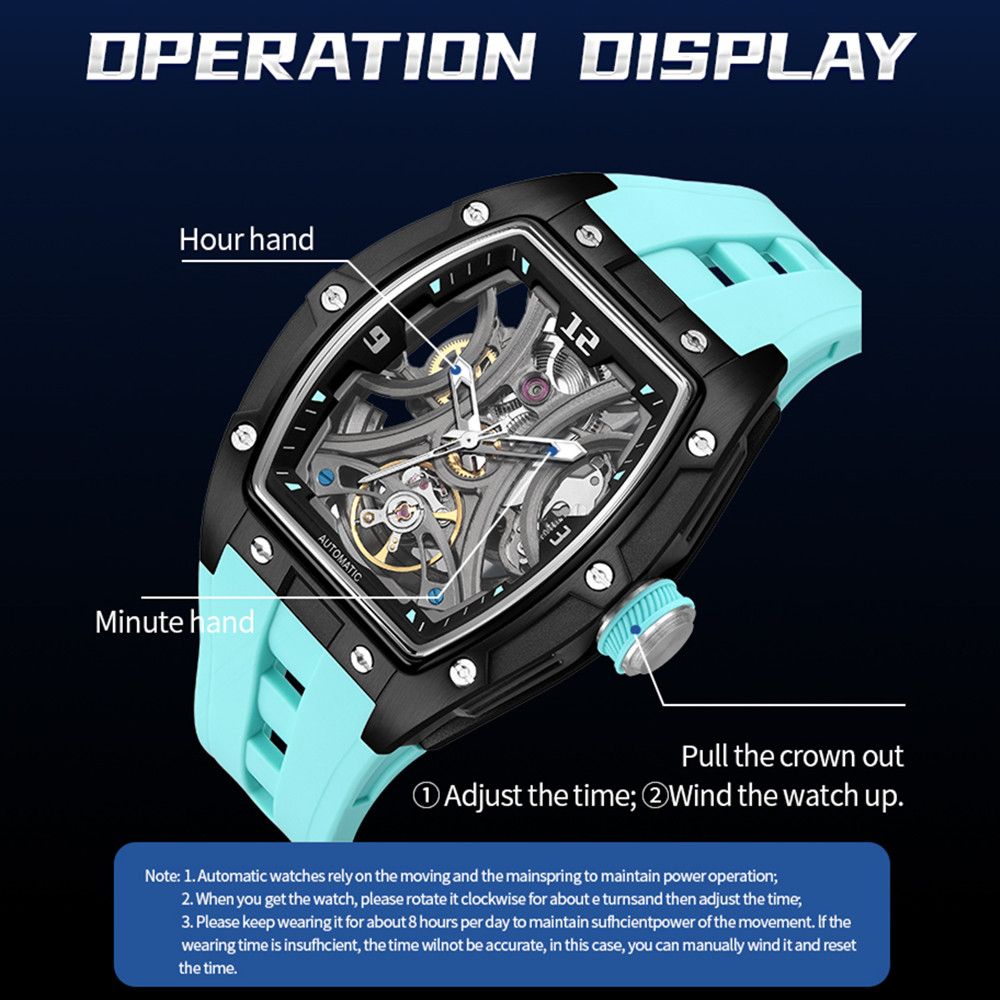 MEGIR Skeleton Dial Men Watches Luxury Automatic Mechanical Sport Watch Stainless Steel Case Man Wristwatch Clock Reloj Hombre 2245