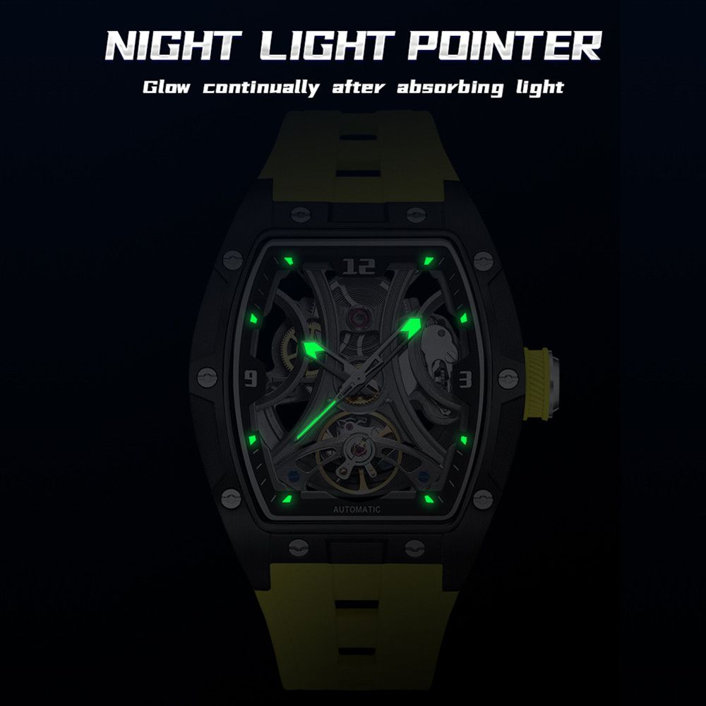 MEGIR Skeleton Dial Men Watches Luxury Automatic Mechanical Sport Watch Stainless Steel Case Man Wristwatch Clock Reloj Hombre 2245