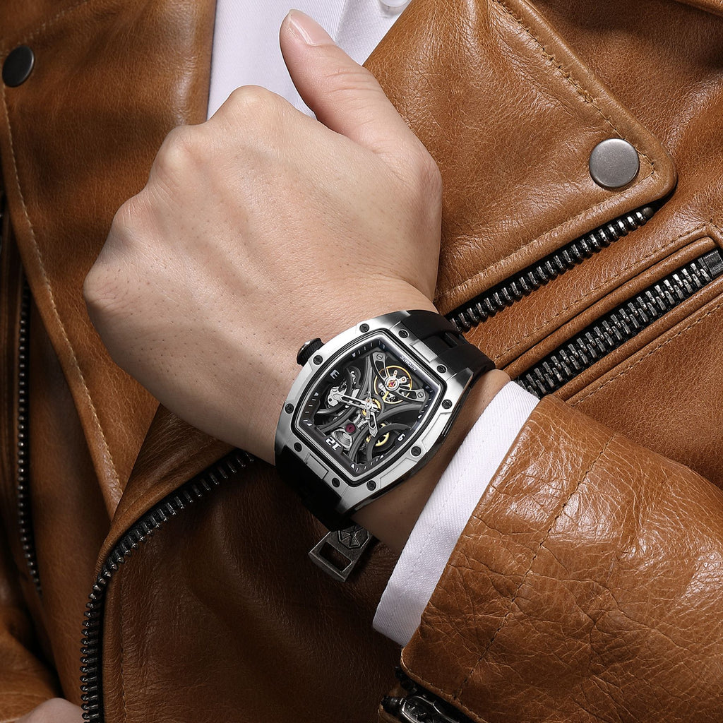 MEGIR Skeleton Dial Men Watches Luxury Automatic Mechanical Sport Watch Stainless Steel Case Man Wristwatch Clock Reloj Hombre 2245