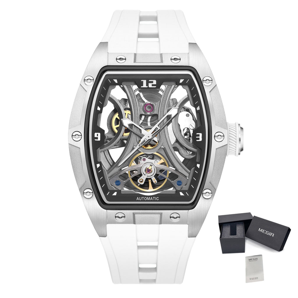 MEGIR Skeleton Dial Men Watches Luxury Automatic Mechanical Sport Watch Stainless Steel Case Man Wristwatch Clock Reloj Hombre 2245