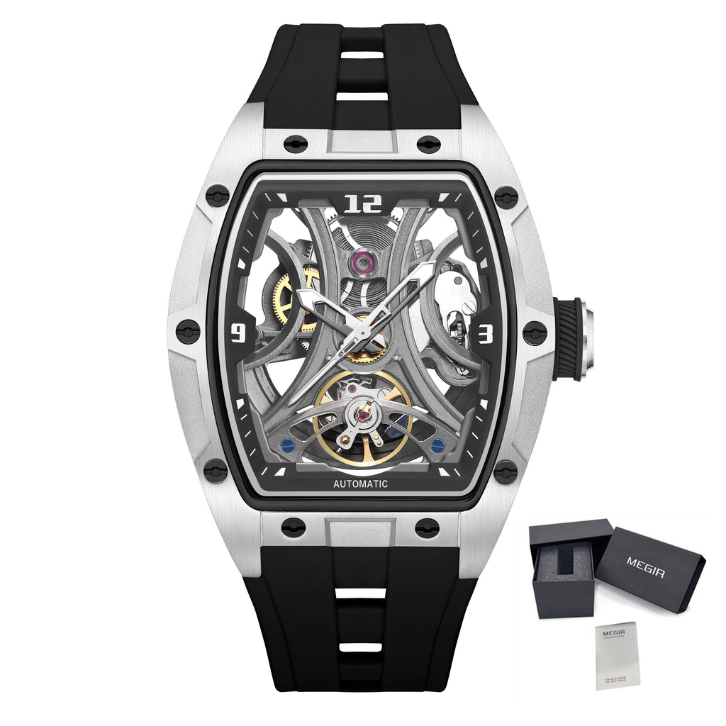 MEGIR Skeleton Dial Men Watches Luxury Automatic Mechanical Sport Watch Stainless Steel Case Man Wristwatch Clock Reloj Hombre 2245